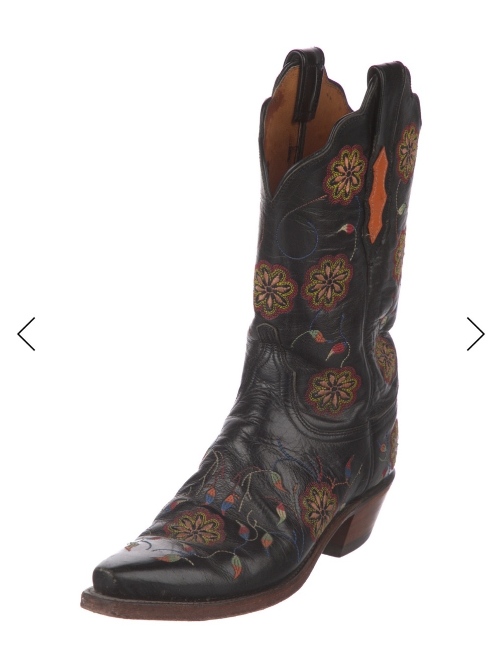 Lucchese Floral Print Embroidered Accent Western Boots size 10 - Picture 4 of 11